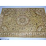 Beige ground middle eastern carpet with Central medallion surrounded by Border 230 x 150