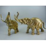 Pair of heavy brass elephants