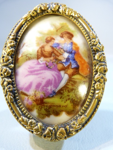 Two framed miniatures, the oval miniature signed "Fragonard". - Image 4 of 6