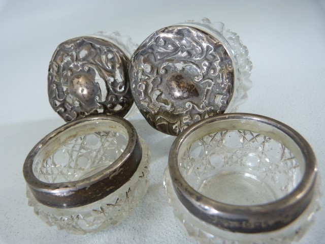 Four hallmarked silver topped and banded dressing table jars - Image 4 of 4