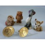 Four Wade whimsies to include 'Tramp' and 'Bambi' and two halfpenny cufflinks