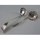 Silverplate ladle and a silverplated teacaddy