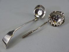 Silverplate ladle and a silverplated teacaddy