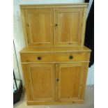 Antique pine dresser with small cupboard over