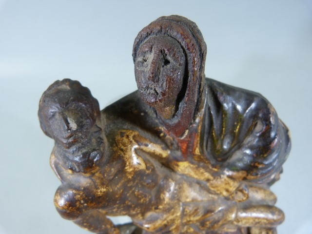 Pieta of the Virgin Mary Late 15th Century. Depicting Black Madonna carved wood and finished to both - Image 8 of 10