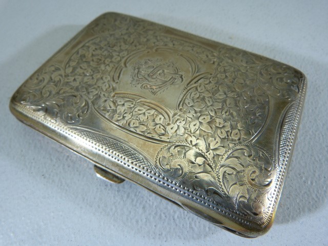 Hallmarked Silver Cigarette case Birmingham J. G Approx weight - 69.9g - Image 3 of 5