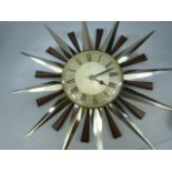 Metamec sunburst clock A/F