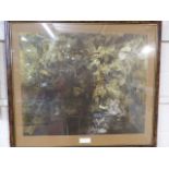 Andrew Wyeth print of Leaves under Ice. Mounted in a Birds eye maple Veneer frame and glazed.