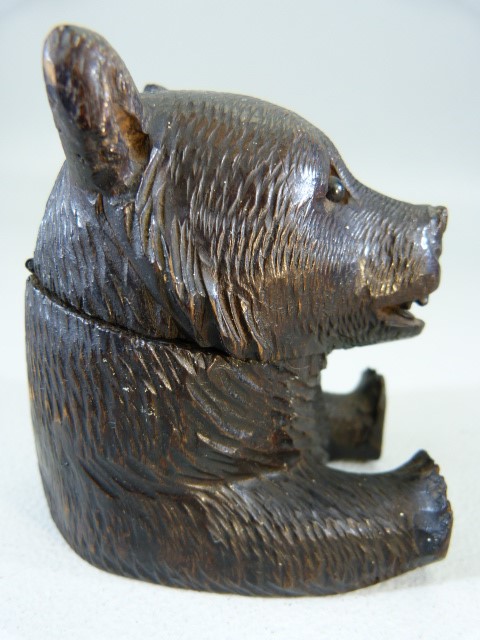 Novelty Black Forest bear in the form of an Inkwell - Hinged Cover and glass eyes - Image 5 of 15