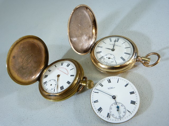 Three Pocket watches (all A/F): Full Hunter Railway Timekeeper "Specially Examined"; Full Hunter - Image 3 of 5