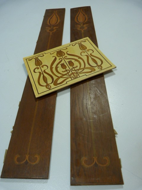 Three Art Nouveau inlaid wooden panels - Image 4 of 6