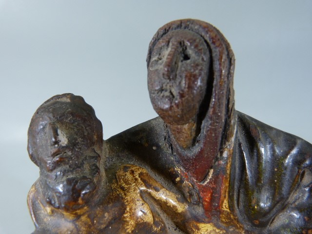 Pieta of the Virgin Mary Late 15th Century. Depicting Black Madonna carved wood and finished to both - Image 9 of 10