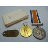 Two WWI medals awarded to 47932 PTE C.T Hall W. Yorj. R .