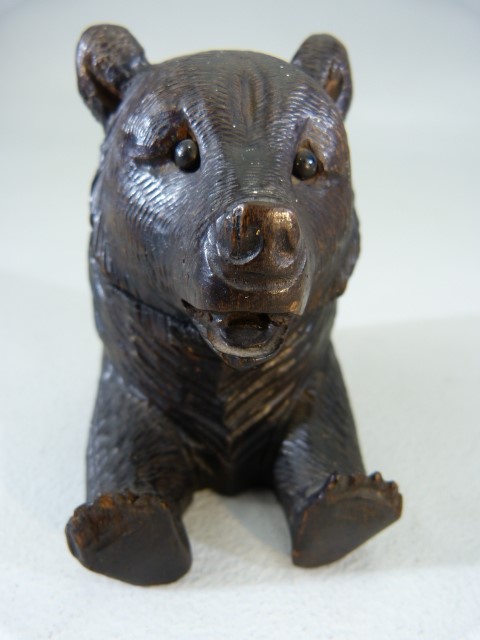 Novelty Black Forest bear in the form of an Inkwell - Hinged Cover and glass eyes - Image 2 of 15