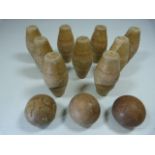 Set of vintage wooden skittles