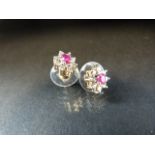 Pair of 18ct Gold Ruby & Diamond earrings