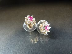 Pair of 18ct Gold Ruby & Diamond earrings