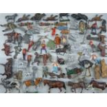Selection of unpainted lead horse and rider military figures (marked Union of south Africa) and a