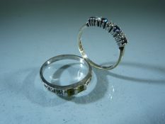 9ct Gold Sapphire and Diamond Dress ring Approx weight 1.8g along with a silver glass set dress