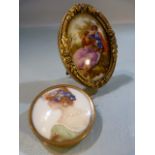 Two framed miniatures, the oval miniature signed "Fragonard".