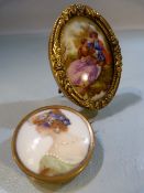 Two framed miniatures, the oval miniature signed "Fragonard".