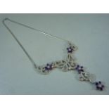 A Silver CZ & Belle Epoque Necklace set with Amethysts