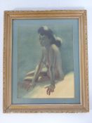 Watercolour depicting a nude lady signed lower left