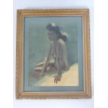 Watercolour depicting a nude lady signed lower left