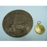 WW1 Death Plaque for Frederick Henry Dyer with associated Medal (20849 P.T.E F.H Dyer Devon