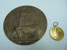 WW1 Death Plaque for Frederick Henry Dyer with associated Medal (20849 P.T.E F.H Dyer Devon
