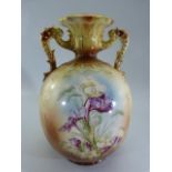 Austrian Squat Blush Ivory vase with twin handles