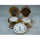 Three Pocket watches (all A/F): Full Hunter Railway Timekeeper "Specially Examined"; Full Hunter