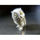 Silver figure of an Owl with Glass eyes stamped Sterling