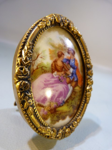 Two framed miniatures, the oval miniature signed "Fragonard". - Image 2 of 6