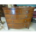 Mahogany bow fronted chest of 5 drawers