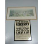 Vintage Auction advertising sign for Cambridge along with an ariel view print of Cambridge.