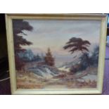 A.Melzer - oil of a country scene over looking the sea. Signed to lower left