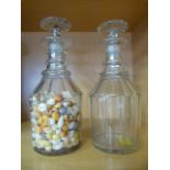 Antique glass pair of decanters