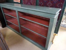 Painted wooden shelving unit / bookcase- approx 7ft long