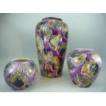 Unusual West German Pottery - Scheurich - Three matching marble effect vases