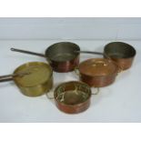 Selection of Copper and Brass antique cooking pans