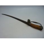 Antique hunting sword with staghorn grip, curved blade with Man in the Moon armourer's marks,