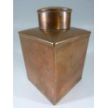 Copper tea caddy with registered Trade mark to base.