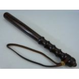 Antique turned wooden Police Truncheon - not stamped