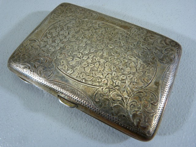 Hallmarked Silver Cigarette case Birmingham J. G Approx weight - 69.9g - Image 2 of 5