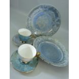 Simon Rich - British Art Pottery plates with Crystaline glaze and Royal Albert 'Gossamer' x2 teacups