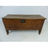 Antique Late 17th century Elm coffer in original condition. The plank feet are raised on a curved