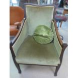 Antique Mahogany framed closed arm elbow Tub Chair