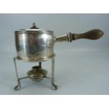 Silverplated Brandy Warmer/ Sauce warmer on trivet. Trivet with claw feet and original burner