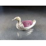 Novelty pin cushion in the form of a Duck by Sampson Mordan & Co.